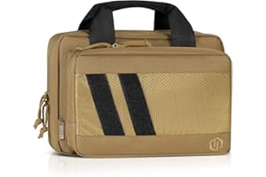 Savior Equipment Specialist Series Tactical Double Scoped Handgun Firearm Case Pistol Bag for Outdoor Hunting Shooting Range, Lockable Compartment, Additional Magazine Storage Slots