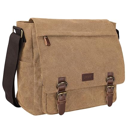 S-Zone 15 Inches Laptop MenS Large Messenger Shoulder Bag Vintage Canvas Briefcase Crossbody Day