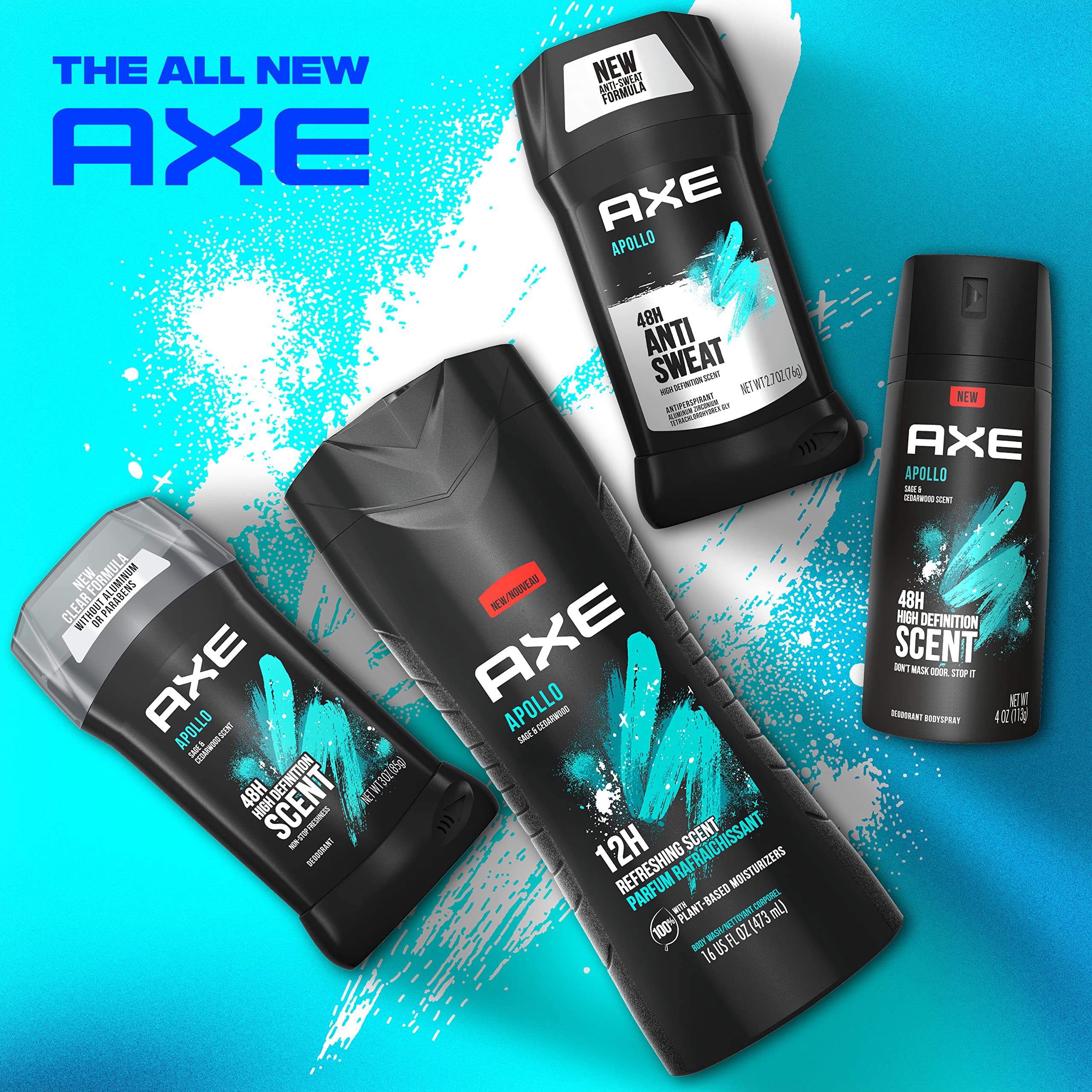 AXE Apollo Antiperspirant Deodorant Stick For Men Sage & Cedarwood 48 Hr Anti Sweat Mens Deodorant, 2.7 Ounce (Pack of 4)
