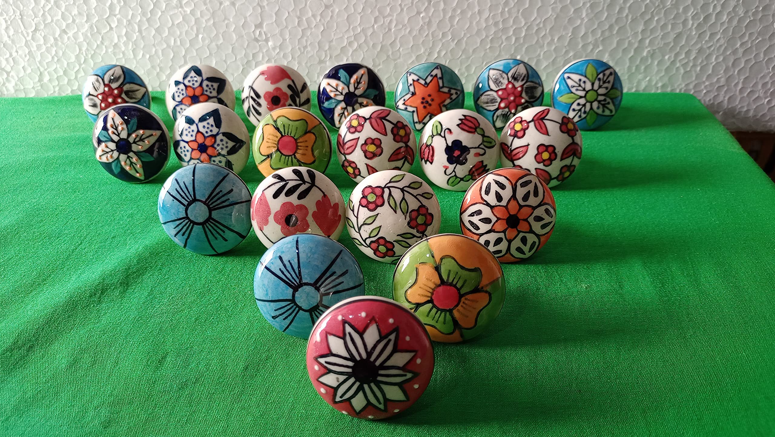 Mix Vintage Style Ceramic knobs Cabinet Handles Kitchen pulls Drawer Puller by Hopofly (10 KNOB Set)