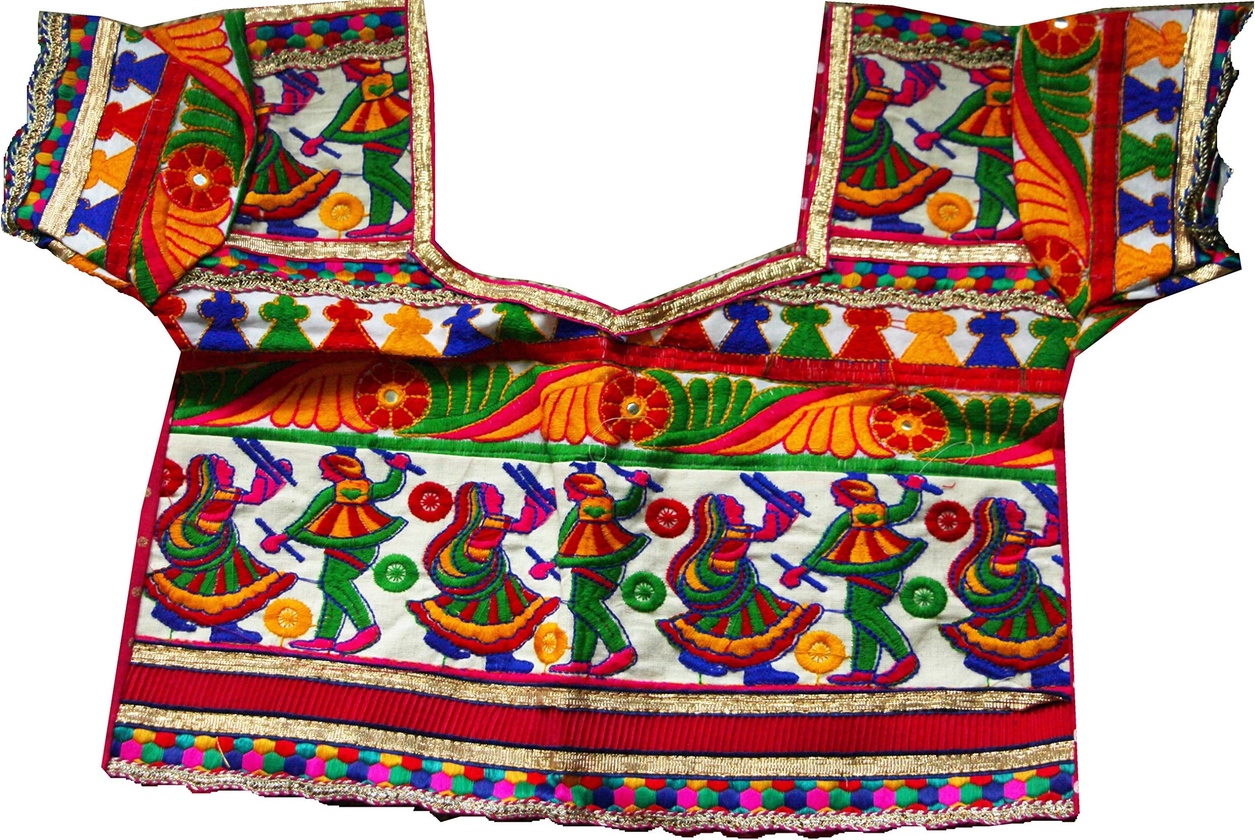 Samudrika Designer Embroidered Garba Lehenga Chaniya Choli Cotton White Size 10 Years