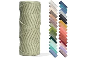 Recycled Cotton Macrame Cord 4mm x 240 Yards – Thick Single Strand Cord Made of Soft Cotton – Colored Macrame Rope Supplies for Decor, Crafts & Plant Wall Hangers by GANXXET, 720 Ft., Oregano