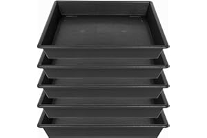 NIMYAU Square Plant Saucer 5 Pack 8 10 12 14 16 18 20 Inch, Flower Pot No Holes Plant Drip Trays, Plant Trays for Pots Heavy Duty Plastic Plant Saucers for Indoors Outdoors