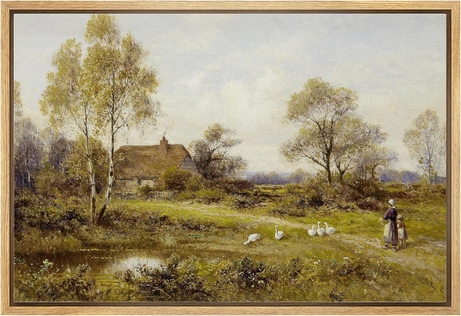 Wall Décor - wall26 Framed Canvas Print Wall Art Vintage Pastoral European Country Farm Nature Wilderness Illustrations Fine Art Decorative Landscape Relax/Calm for Living Room, Bedroom, Office - 24