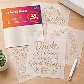 Easy Cut Stencil Sheet Set of 24-12x12 Mylar for Cricut Vinyl Cutting | Acetate Craft Material Sheets, 12 X 12 Inch - Easy to Cut Stencils for Your Vinyl Cutting Projects
