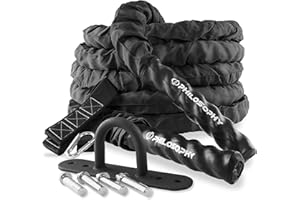 Philosophy Gym Exercise Battle Rope with Cover and Anchor Kit for Fitness Training, Conditioning