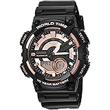 Casio Men's Telememo Quartz Watch with Resin Strap, Black, 28 (Model: AEQ-110W-1A3V)
