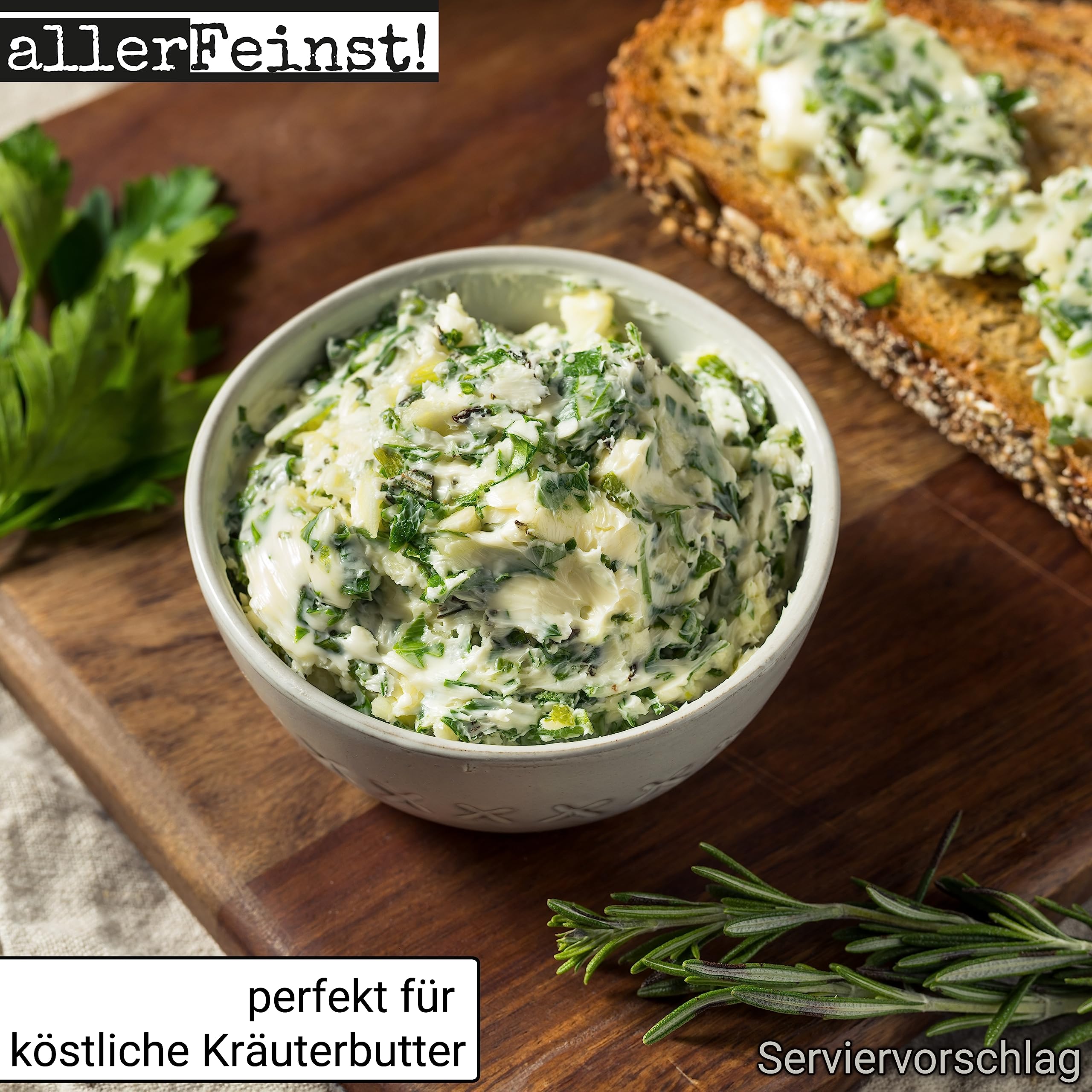 allerFeinst! - Premium Kräuterbutter Gewürz mit Röstzwiebeln - Gewürzzubereitung - für köstliche Kräuter Butter und mehr, 1er Pack (1 x 80g) 3