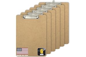 Officemate Recycled Wood Clipboards, Low Profile Clip, 6 Pack Clipboards, Letter Size (9 x 12.5 Inches), Brown (83806)