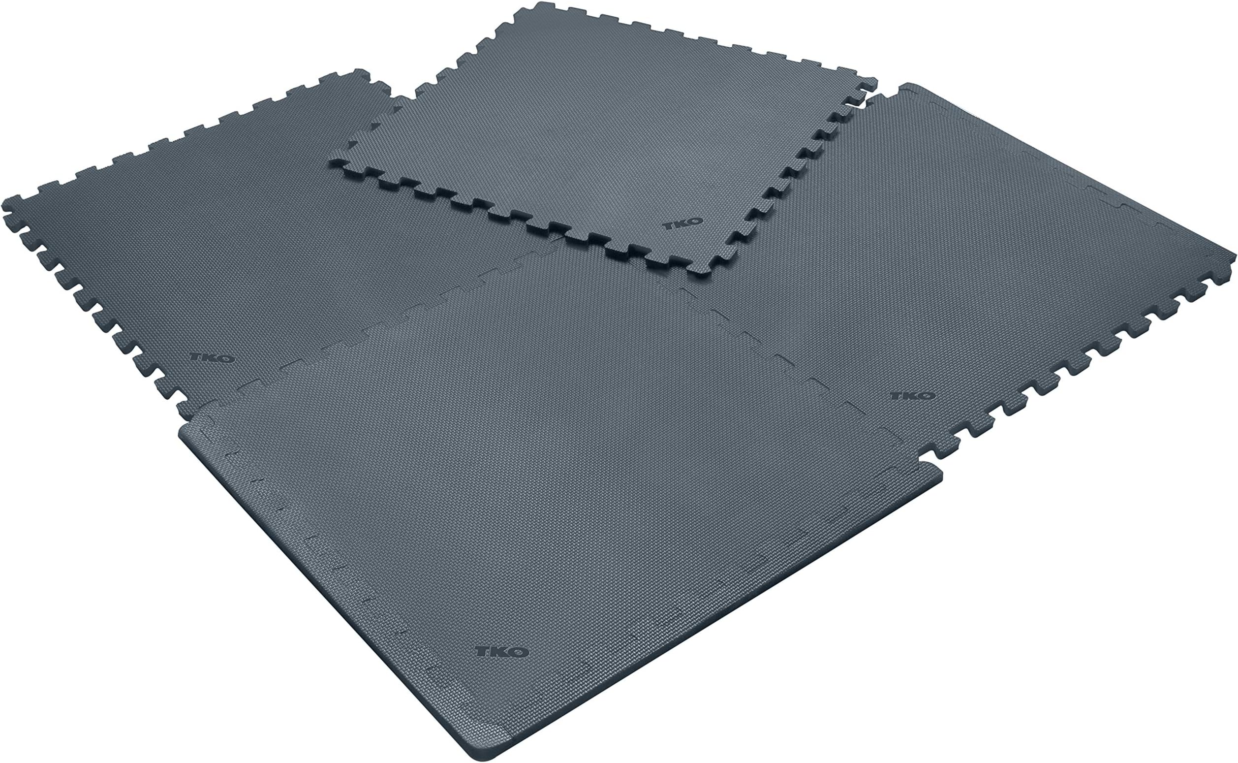 TKO Extreme Interlocking Floor Tiles Gym Home Garage Padding - Non Slip, Comfort, Durable - Great for Weightlifting, Gym Equipment, More - 4 Pads Each 2 Ft x 2 Ft Covers 16 Sq Ft