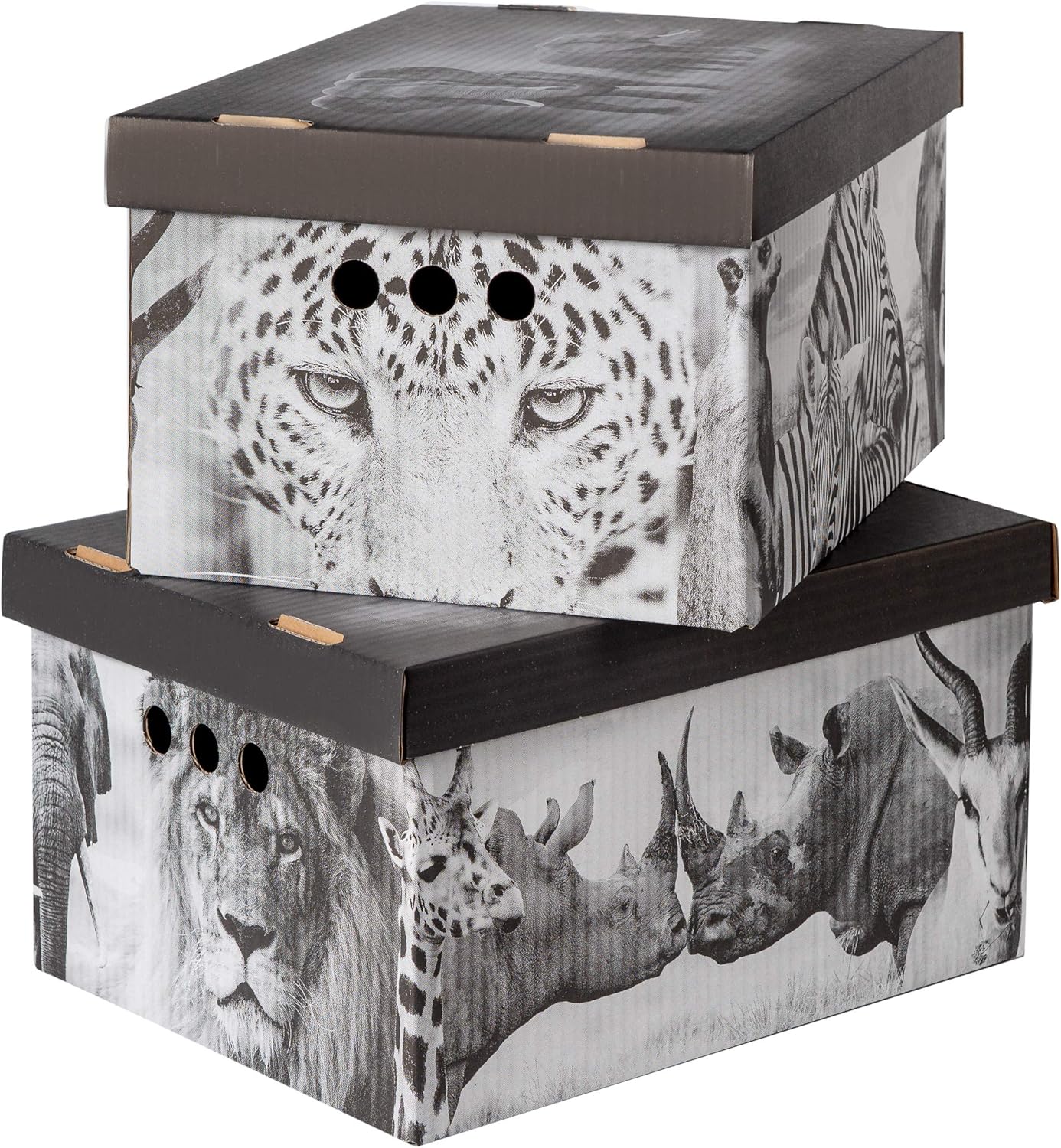 Pack of 2 Decorative Storage Boxes With Lids Home Office Bedroom