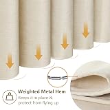 Linen Look Shower Curtain 182x198cm with Metal Hooks Beige view 7