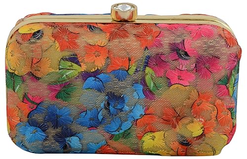 Tooba Womens Clutch (Multi-Coloured, Multi Colour Thread Aari 6X4)