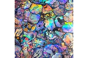 50PCS Holographic Nature Aesthetic Stickers – Waterproof Vinyl Glossy Wildlife Animal & Celestial Fantasy Decals for Scrapboo