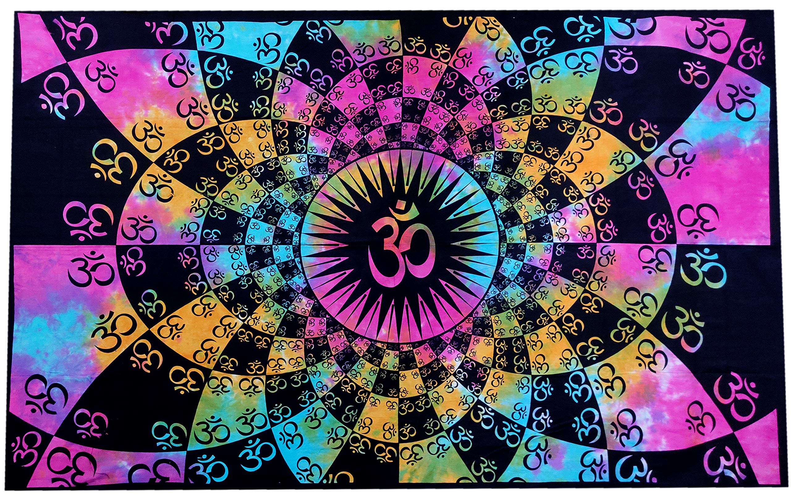 Purpledip Cotton Wall Tapestry 'Om Universe': Bohemian Hanging Poster Curtain Sheet (20061)