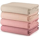 Comfy Cubs Muslin Swaddle Blankets Pack of 4 - 119 x 119 cm, Soft Cotton Baby Blanket Set, Large Swaddling Wraps for Newborns