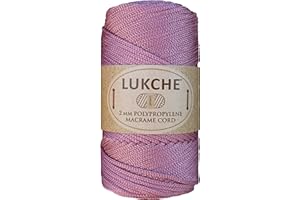 LUKCHE Polyester Macrame Cord 2mm x 125 Yards, 100% Polypropylene Premium Macrame Rope, Colorful Yarn Crochet Macrame Bag Craft for Wall Hangers, Bags, Bottom Plates, Carpets (Dusty Rose, 1 Skein)