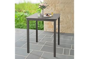 Cozyman Outdoor Bar Table, 32" Square Patio Bar Height Counter Pub Table, Waterproof Aluminum Top, Weather Resistant, Balcony, Yard, Indoor or Outdoor Use, Slate Gray