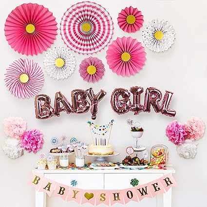 Amazon Com Partady Baby Shower Decorations For Girl Pink And Gold