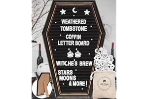 Coffin Letter Board Sign With Real Wood Frame - Witchy Aesthetic, Gothic Home Decor Word Board With Changeable Letters - Goth