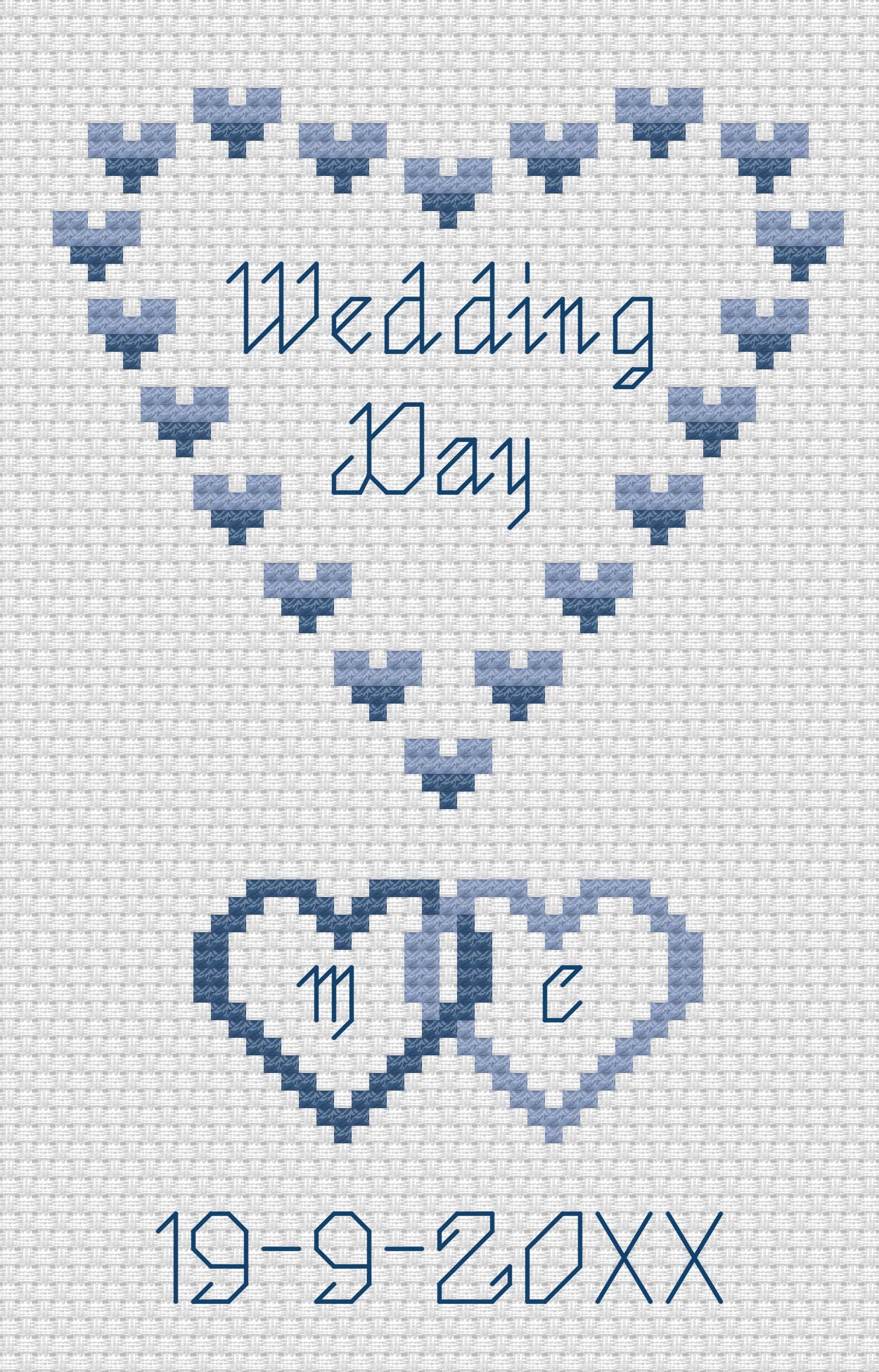 Wedding Day Hearts Cross Stitch Card Kit