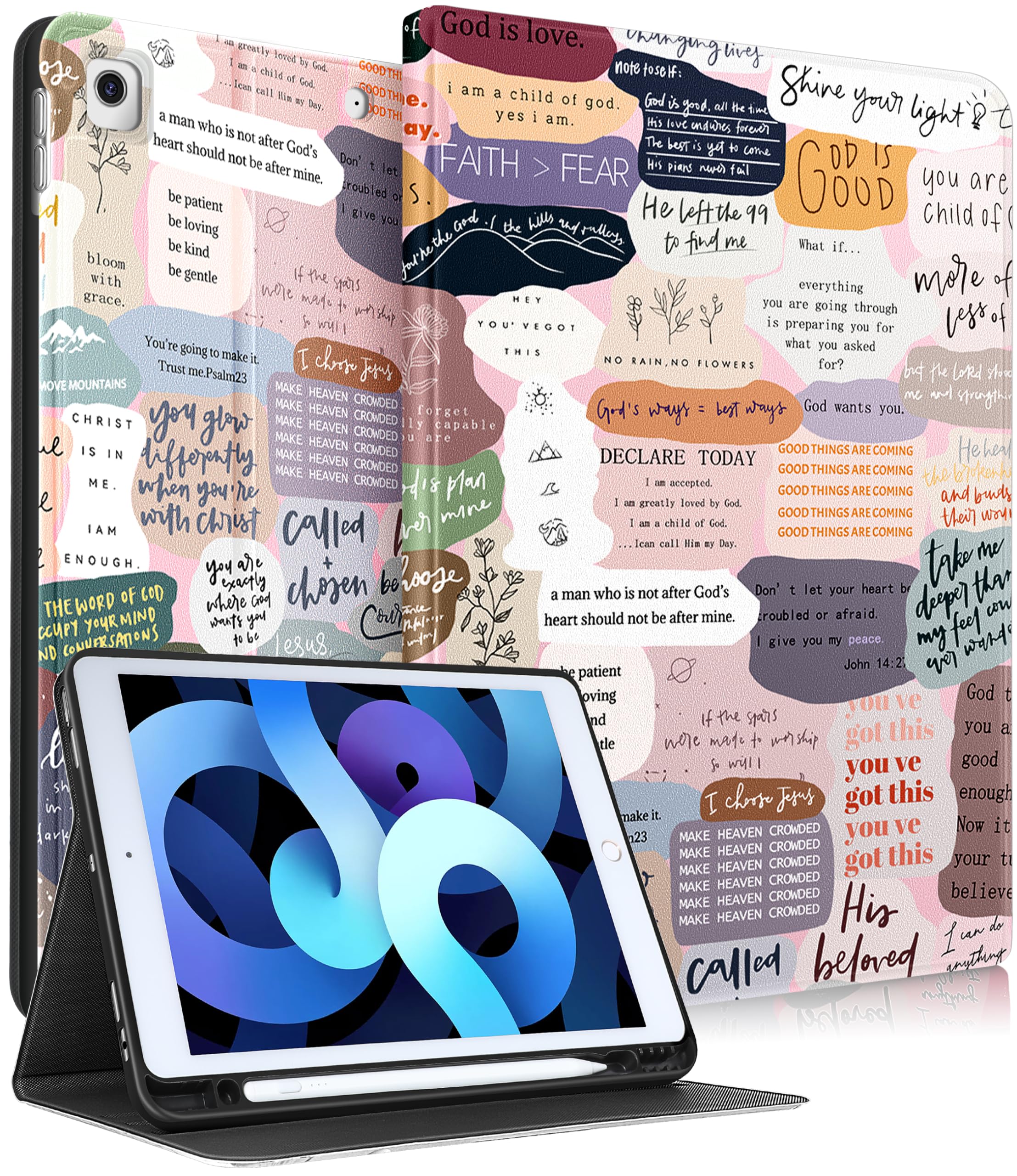 Pegmode for iPad 9th/8th/7th Generation Case Women Cute Girls Folio Cover Girly Pretty Aesthetic Unique Fashion Design With Pencil Holder Smart Cover for Apple iPad 9/8/7 Gen Cases A2602 A2270 A2197