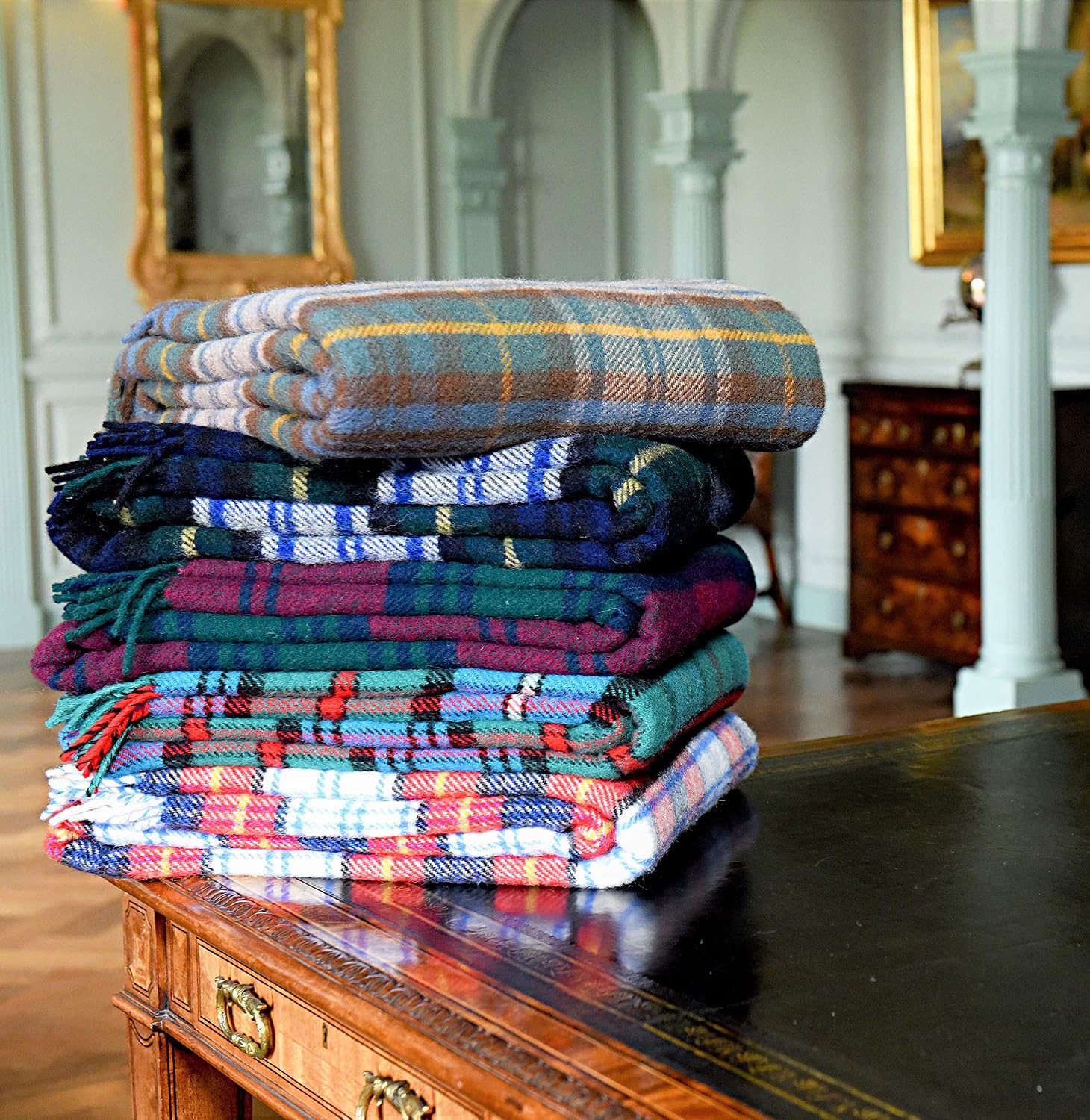 Antique Dress Gordon tartan British made wool picnic blanket travel rug - Image 3