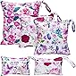 5Pcs Waterproof And Reusable Wet Bag Diaper Baby Cloth Diaper Wet And Dry Bag With 2 Types Of Zipper Pockets Travel…