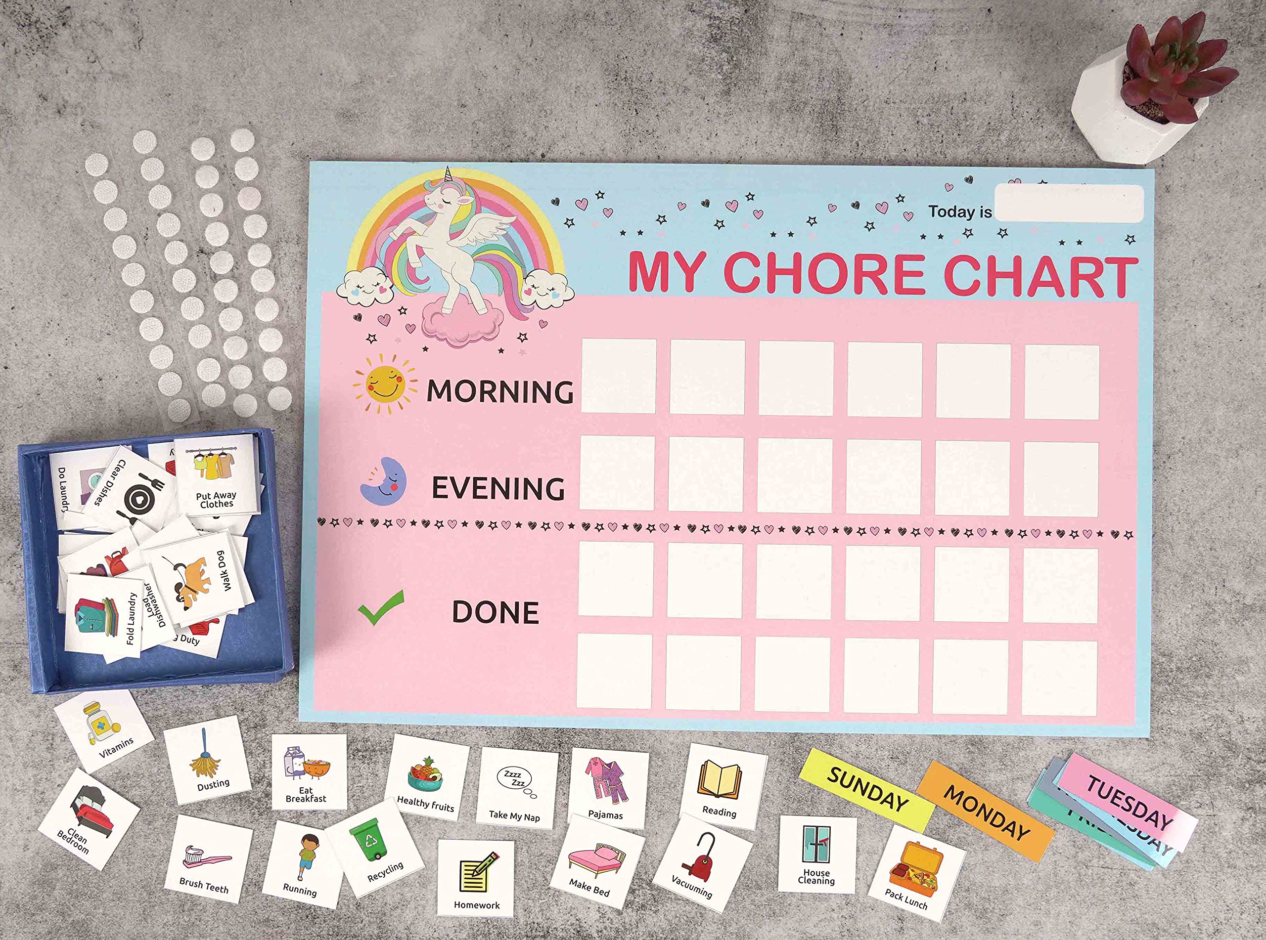 Inkdotpot Kids Daily Responsibility Checklist, to-Do List- Daily Routine- Chore Chart- Morning/Evening Checklist- Daily Task List- Childrens Job Poster-D6