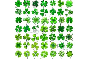 FANRUI 48 PCS 3D Shamrock Temporary Tattoos For Kids Adults Irish Party Favor Accessories, St. Patrick's Day Tattoos Stickers Women Men, Saint Patricks Day Tattoo Lucky Green Four Leaf Clover Decals