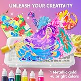 Klever Kits Water Marbling Paint for Kids - Metallic Gold + 6 Colors view 3
