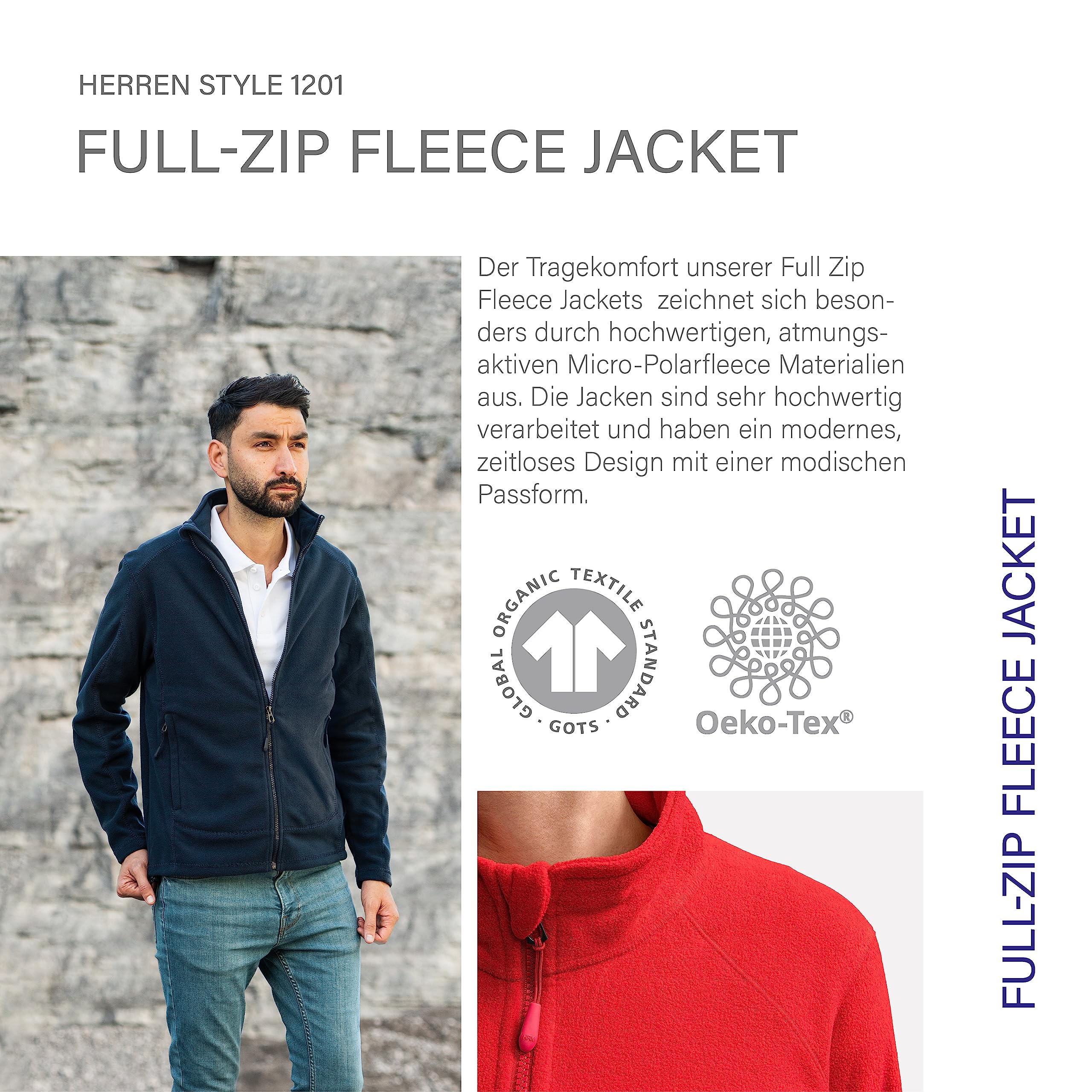 HRM Herren Full-Zip Fleece Jacket I Premium Fleecejacke Herren aus Micro-Polarfleece I Funktionsjacke für Herren I Workwear I Hochwertige & nachhaltige Herren-Bekleidung 5