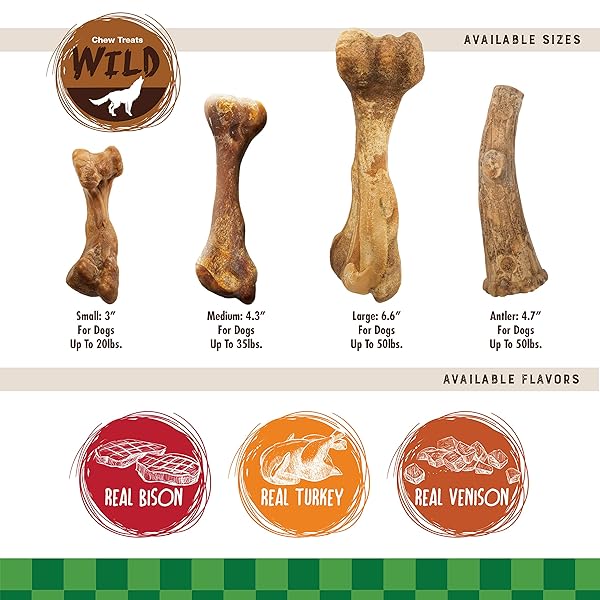 NYLABONE HEALTHY EDIBLES WILD NATURAL DOG CHEWS, LONG LASTING BONES FOR DOGS, BISON FLAVOR DOG TREATS, MEDIUM (2 COUNT)