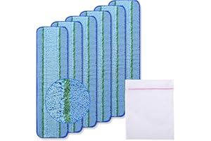 NIXOOT 6 Pack Upgraded Microfiber Mop Pads + 1 Pcs Laundry bags for Rubbermaid Commercial 18 Inch Mop and 17 Inch Mop, Reusable Wet & Dry Commercial Clean Mop Refill Replacement Head for Multi-Surface Floors