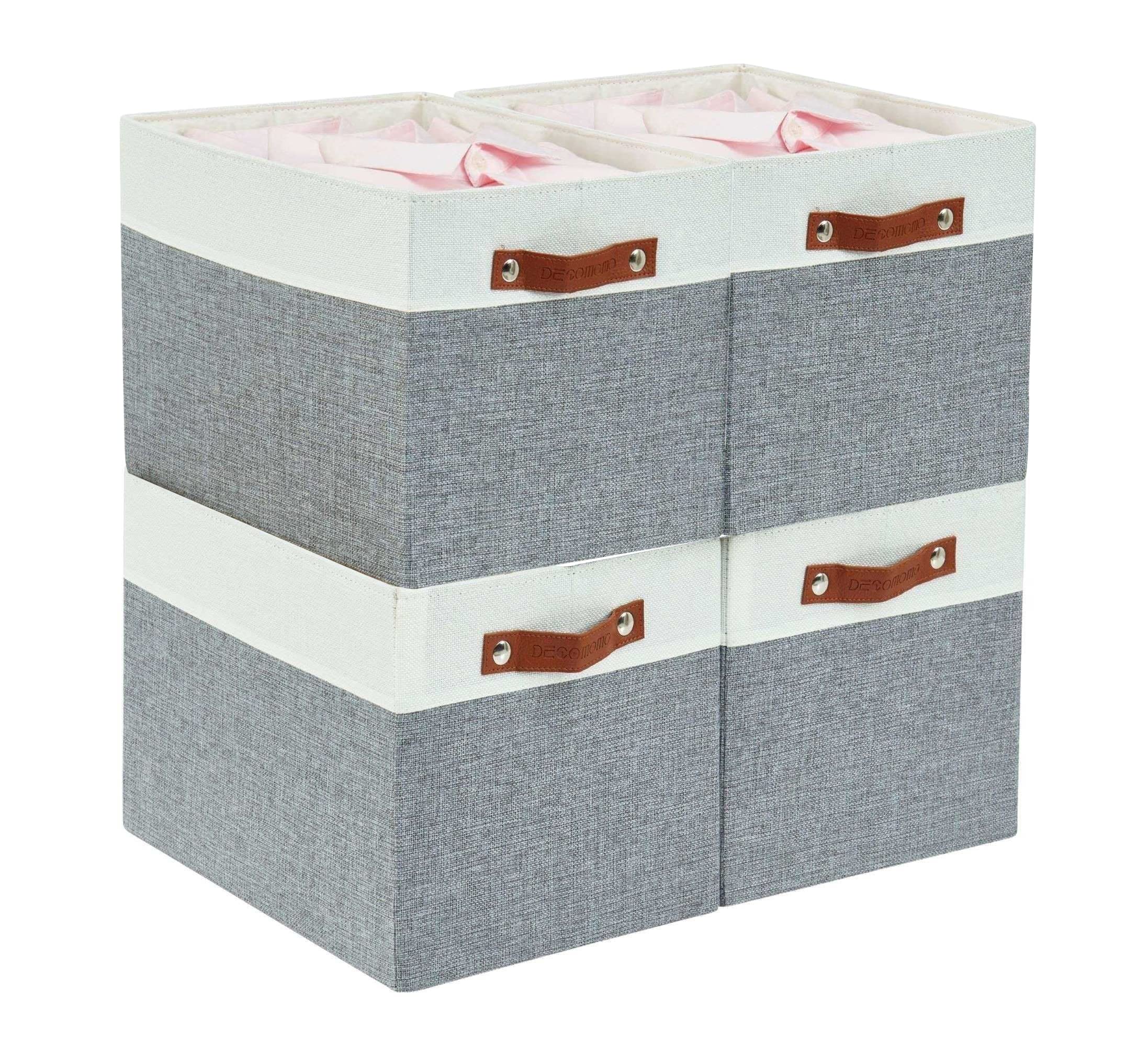 Photo 1 of *******************MISSING 2 OF THEM******************
DECOMOMO Kallax Storage Cubes - 13x15x13 Storage Bins, Baskets for Organizing Shelves (Grey and White, 4-Pack)