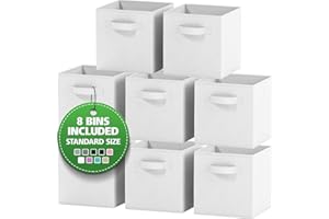Storage Cubes - 11 Inch Cube Storage Bins (Set of 8). Fabric Cubby Organizer Baskets with Dual Handles | Foldable Closet Shel