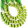 RARE GEMSTONE | Peridot Quartz Gemstone Smooth Pear Shape Beads for DIY Jewelry Making | Gemstone Briolette | 15 Pieces/Strand Size - 10x13 MM Approx. (Peridot Quartz (Green) [BSKU-14]