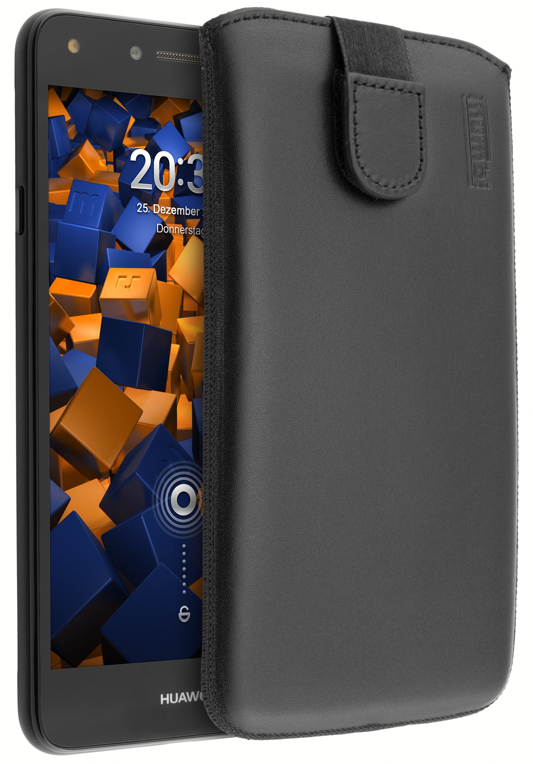 mumbi Genuine Leather Case Compatible with Huawei Y5 II Black