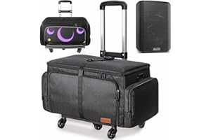 Ikarao Rolling Speaker Bag - with 10mm Thick Padding and Folding Hand Truck, 8" Heavy Duty Speaker Bag Compatible with Alto, QSC, EV, Mackie Thump Go, JBL IRX108, EON ONE and Other Speaker