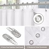 Linen Look Shower Curtain 182x182cm with Metal Hooks White view 3