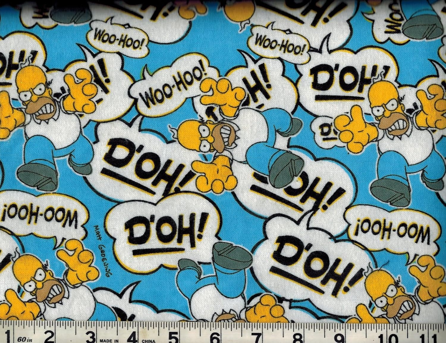 Cotton Flannel Fabric By The Yard Homer Simpson D Oh Woo Hoo Blue Background Amazon Co Uk Home Kitchen