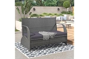 Bellemave Multi-Purpose Convertible Patio loveseat,Patio Outdoor loveseat, Convertible to Four Seats with Table Sofa, Weatherproof & Durable, Quick Assembly for Gardens, Balconies, or Patios.(Gray)