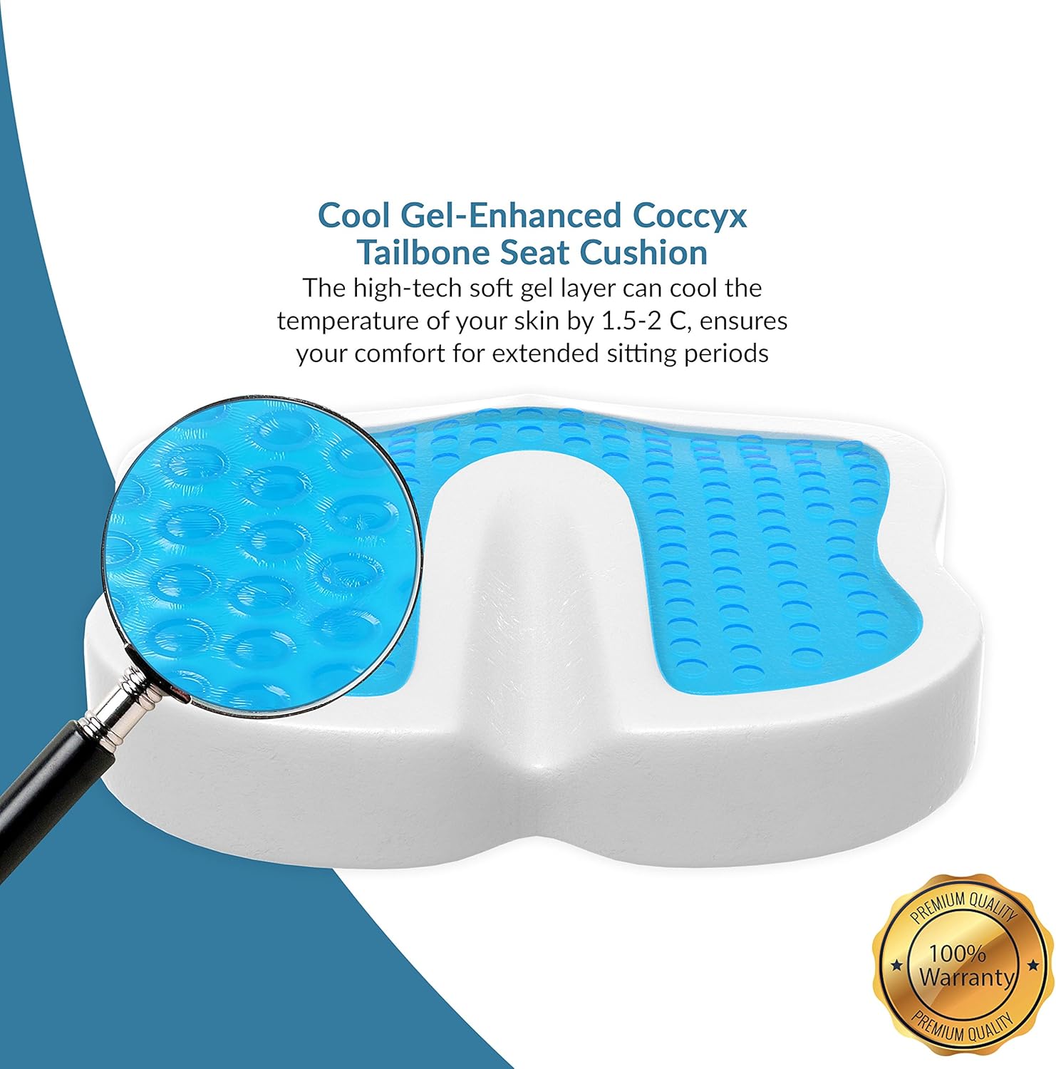 MODVEL Gel Seat Cushion for Office Chair | Lower Back Pain, Tailbone, Coccyx & Sciatica Relief | Pure Memory Foam for Relaxing Yoga & Meditation | Lightweight & Portable | Home & Car Use (MV-102) : Office Products