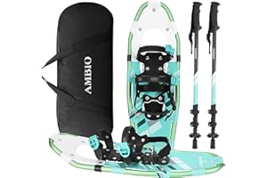 AMBIO Lightweight Snowshoes for Men Women Youth Kids, Aluminum Alloy Terrain Snow Shoes with Leg Gaiters and Carrying Tote Bag