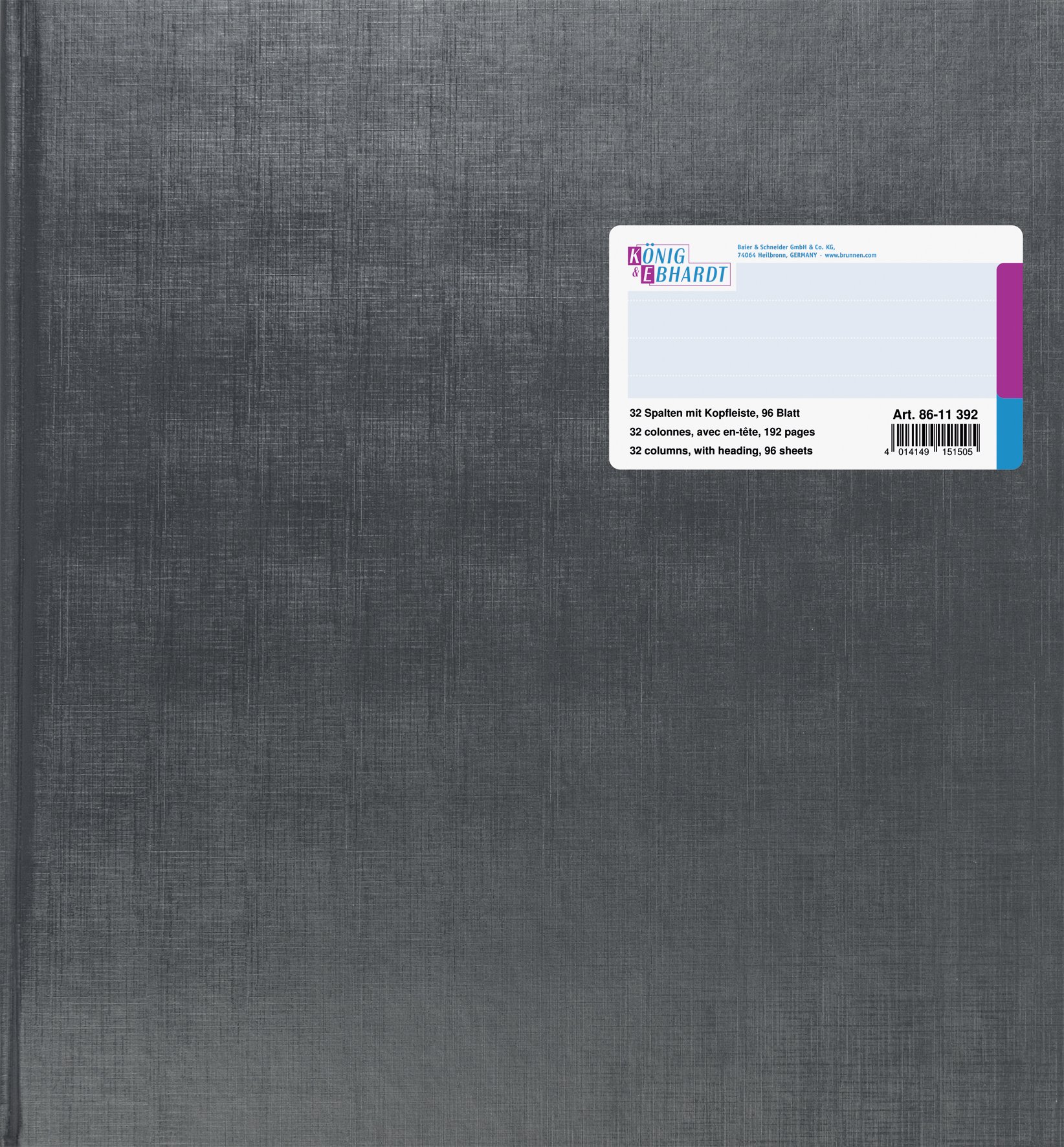 König und Ebhardt König & Ebhardt 8611392 Business Book 27.7 x 29.7 cm with Moveable Header, 32 Columns, Double-Sided 80 g/m², 96 Sheets, Thread Binding)