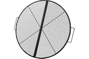 Lineslife X-Marks Fire Pit Cooking Grill Grates Portable, Heavy Duty Folding Round Campfire Grill Grate, Firepit Grill Grate with Handles for Outdoor BBQ Picnic, Black 36 Inch