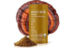 MUD\WTR MUD\WTR Turmeric Decaf Mushroom Drink | Zero Caffeine | USDA Organic Mushroom Coffee Alternative | USA Grown | Focus & Immunity Support | Lion's Mane, Chaga, Reishi, Cordyceps | 30 Servings