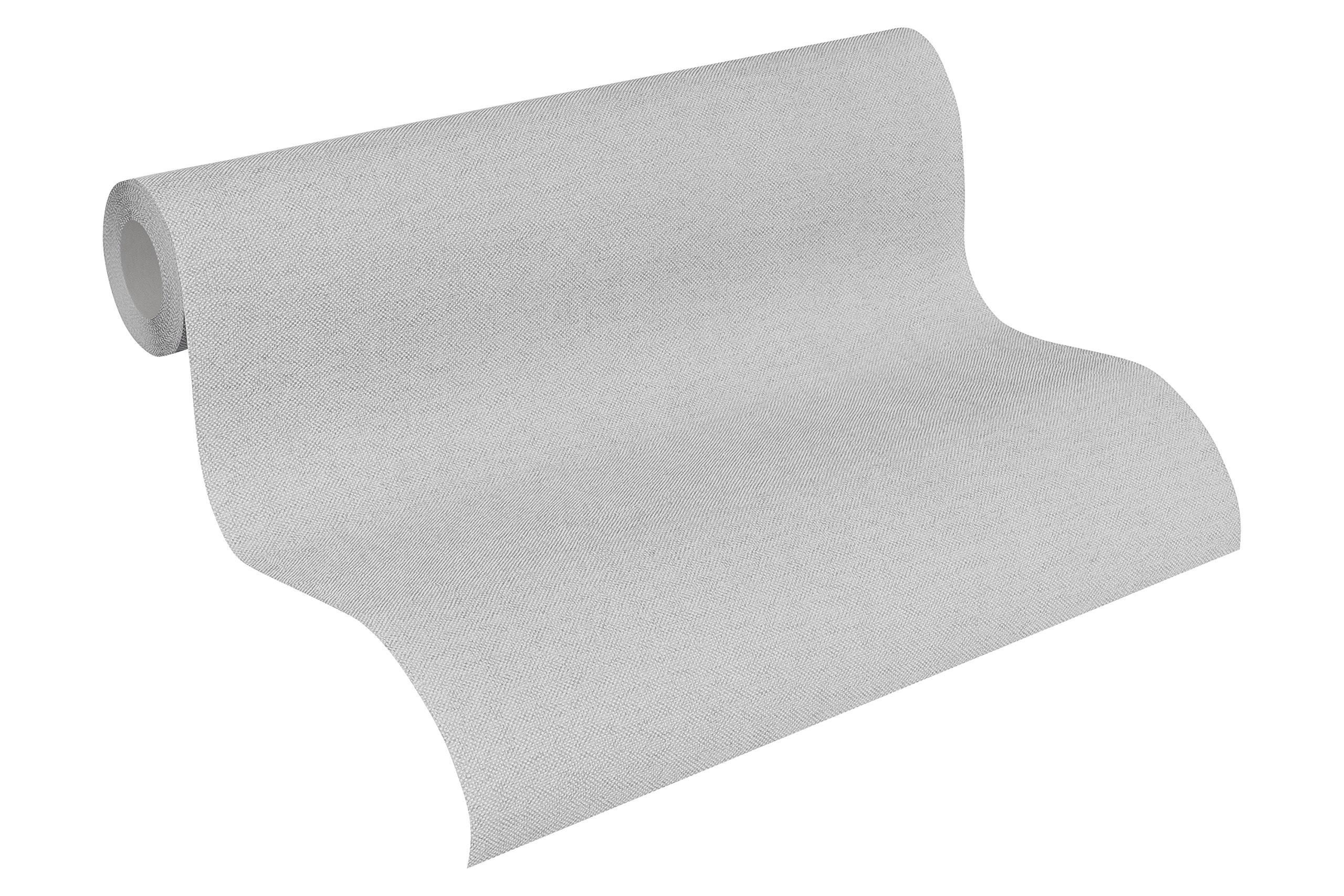 A.S. Création Non-Woven Wallpaper with Textile Texture in Blue, Grey – Light Plain Wallpaper 10,05 m x 0,53 m Grey – 304866