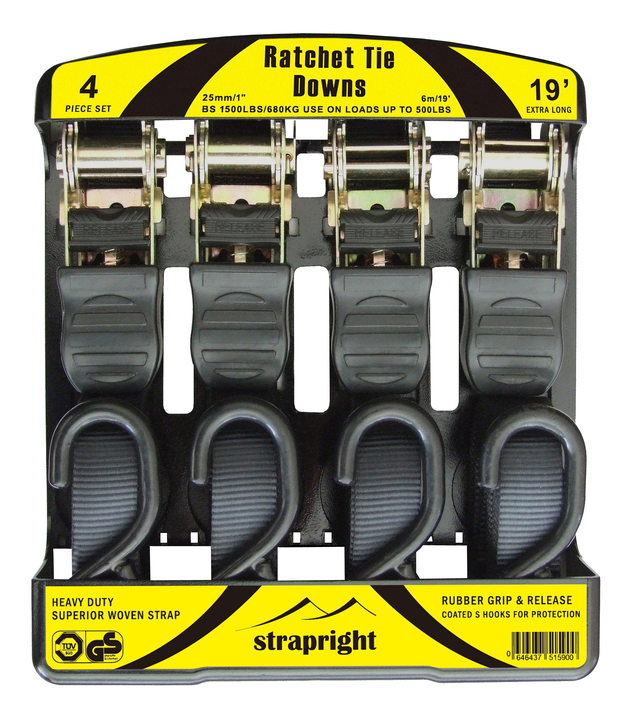 Strapright Heavyweight Ratchet Tie Down Straps 20Ft Adjustable Lock