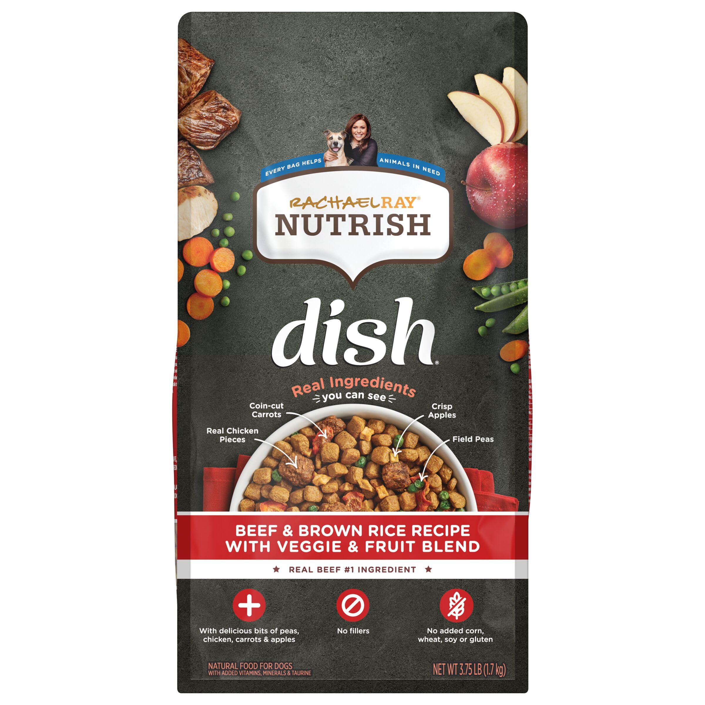 Photo 1 of ***EXP; (11/19/2025)******FACTORY SEALED***Rachael Ray Nutrish Dish Premium Natural Dry Dog Food, Beef & Brown Rice Recipe with Veggies, Fruit & Chicken, 3.75 Pounds 4 PACK OF 4 BAGS 16 BAGS TOTAL